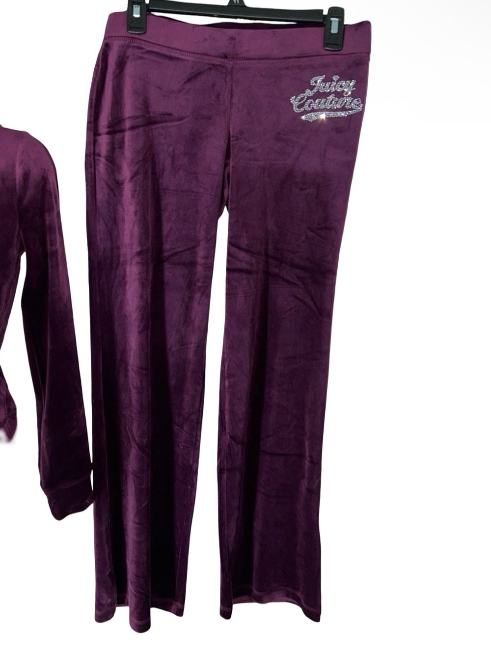 JUICY COUTURE PICKLED BEET PURPLE BLING RHINESTONE VELOUR TRACKSUIT *PANTS* NWT